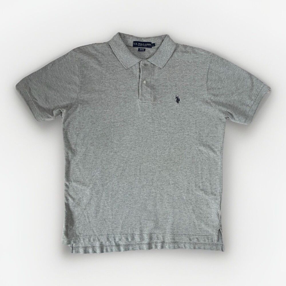 U.S Polo Assn Men's Cotton Polo Shirt Grey Large Golf Preppy